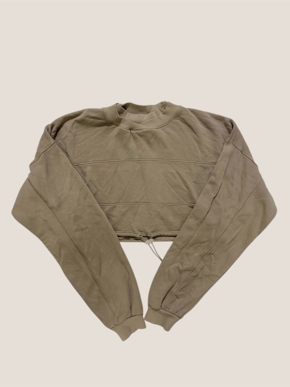 Joah Brown Drawcord Crop Crew - Tan OS